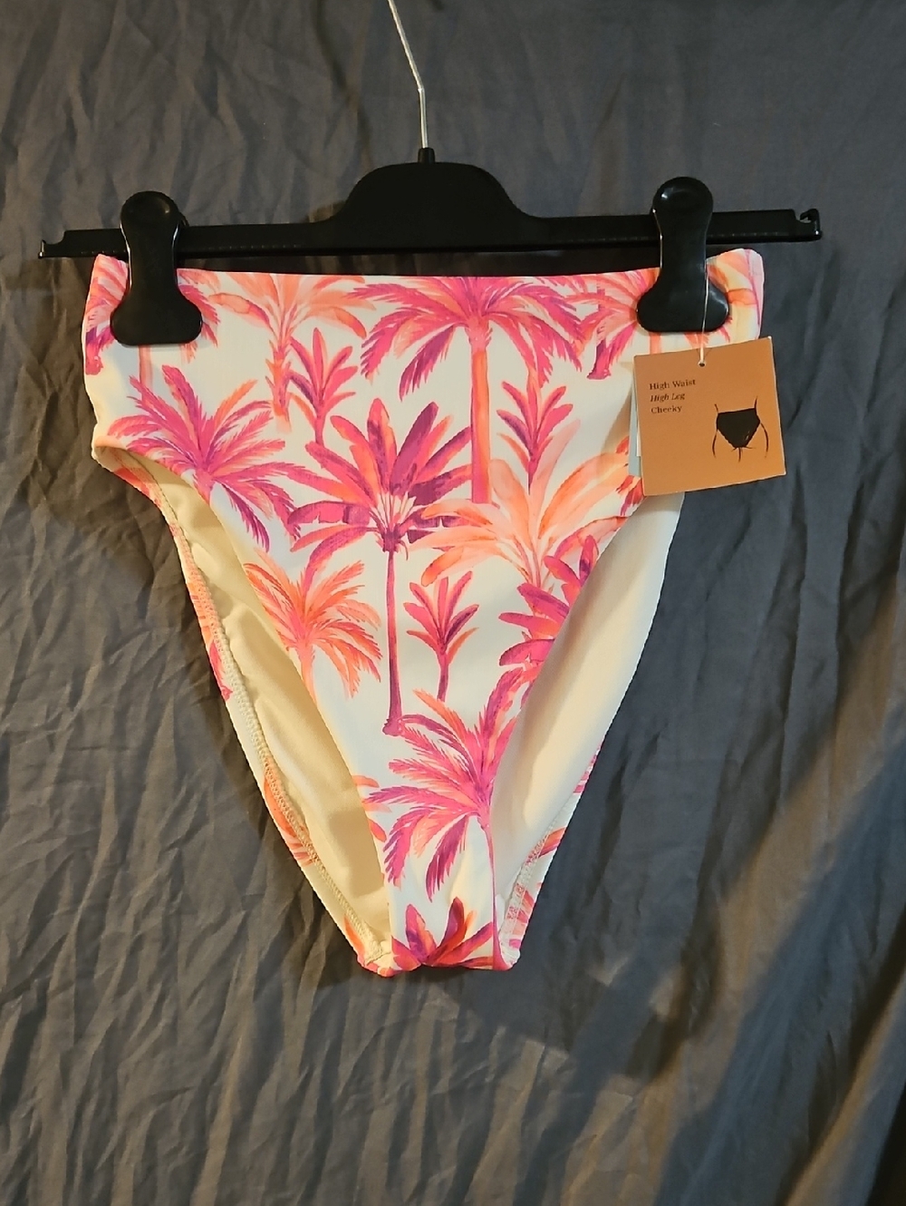 SHADE & SHORE PINK/WHITE TROPICAL PRINT BIKINI BOTTOM: NWT: SIZE S
